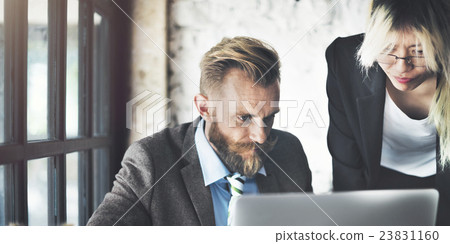 Businessman Thinking Planning Strategy Working Laptop Concept Businessman Thinking Planning Strategy Working Laptop Concept 23831160