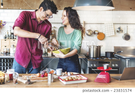 Couple Cooking Hobby Liefstyle Concept Couple Cooking Hobby Liefstyle Concept 23831574