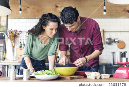 Couple Cooking Hobby Liefstyle Concept Couple Cooking Hobby Liefstyle Concept 23831576