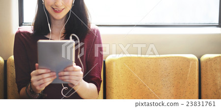 Woman Using Tablet Social Media Online Concept Woman Using Tablet Social Media Online Concept 23831761