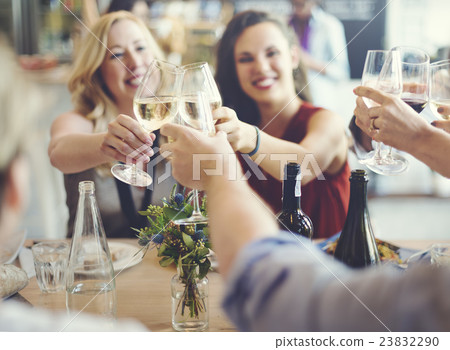 Friends Party Cheers Enjoying Food Concept Friends Party Cheers Enjoying Food Concept 23832290