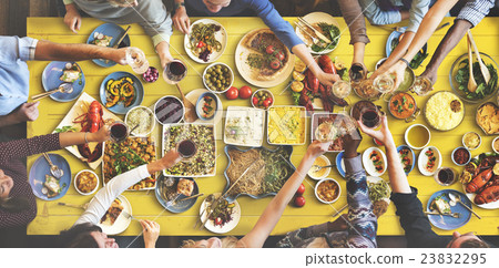 Friends Happiness Enjoying Dinning Eating Concept Friends Happiness Enjoying Dinning Eating Concept 23832295