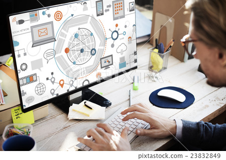 Information Technology Connection Graphics Concept 23832849