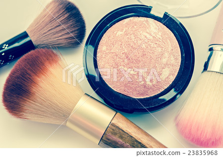A bunch of cosmetics, Set of makeup brush. A bunch of cosmetics, Set of makeup brush. 23835968