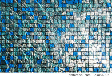 Blue mosaic tiles under swimming pool  23836906
