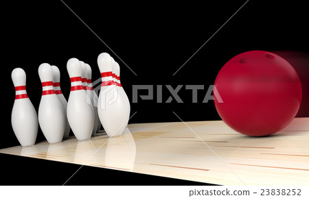 Bowling ball moving straight to bowling pin Bowling ball moving straight to bowling pin 23838252