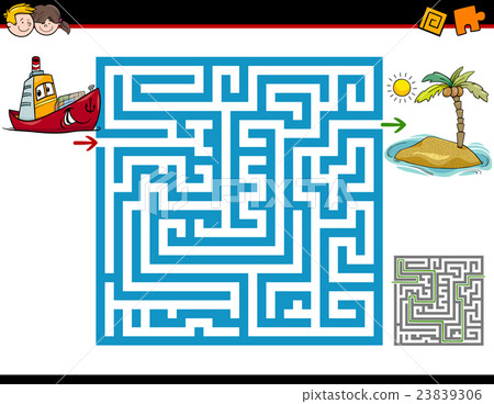 圖庫插圖: maze activity for children