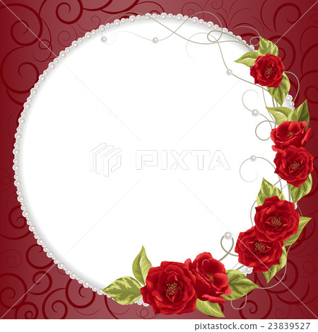 Delicate frame with roses and pearls Delicate frame with roses and pearls 23839527