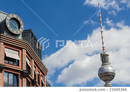 berlin mitte tv tower, building exterior blue sky 23840366