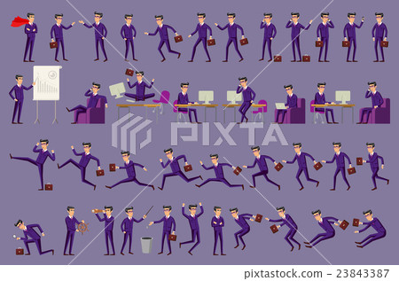 Large vector set of businessman character poses - Stock Illustration ...