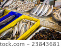 fresh fish in different sizes laying on a table 23843681