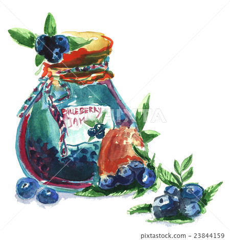 Cute jars of blueberries jam. Cute jars of blueberries jam. 23844159