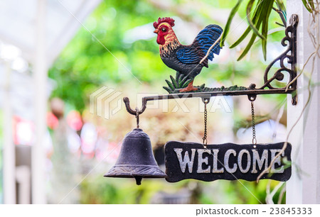 Doorbell welcome to home, Old cock symbol bell  23845333