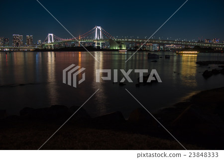 Night view of Rainbow Bridge in Odaiba, Tokyo Bay Night view of Rainbow Bridge in Odaiba, Tokyo Bay 23848333