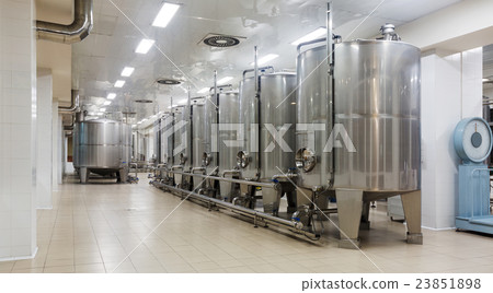 Wine cisterns under temperature control in winery Wine cisterns under temperature control in winery 23851898