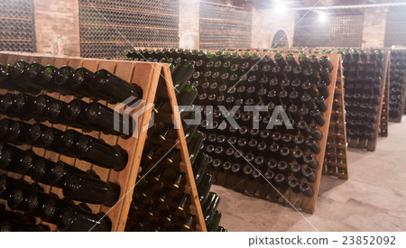 Sparkling wine storing for secondary fermenting in cellar Sparkling wine storing for secondary fermenting in cellar 23852092