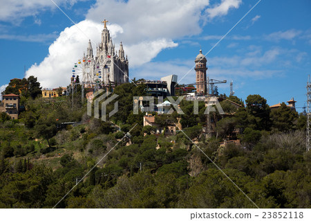 Amusement Park and Church at Tibidabo in Barcelona, Spain 23852118