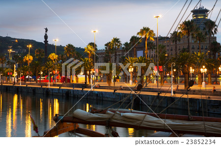 Evening embankment in Barcelona Evening embankment in Barcelona 23852234