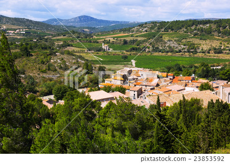 view of Portel-des-Corbieres from mount. France view of Portel-des-Corbieres from mount. France 23853592