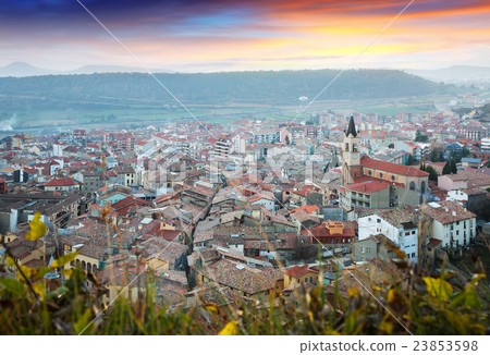 town in Pyrenees in sunset time. Berga, Catalonia 23853598