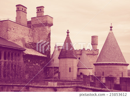 Towers of gothic castle. Toned photo Towers of gothic castle. Toned photo 23853612