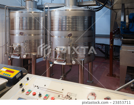 Wine material processing in tanks at plant Wine material processing in tanks at plant 23853711