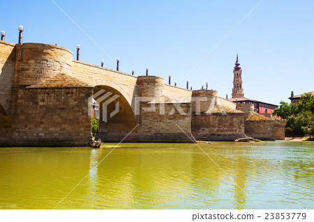 Medieval bridge over Ebro in Zaragoza Medieval bridge over Ebro in Zaragoza 23853779