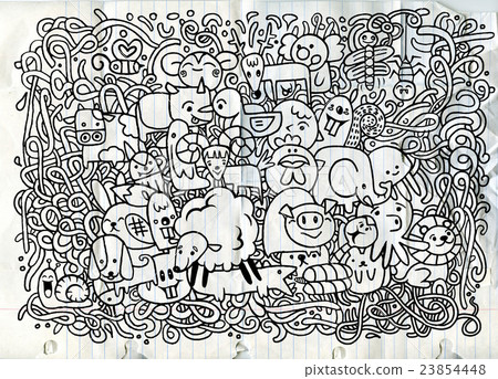 Farm Day Animals Doodle background Hand drawn Farm Day Animals Doodle background Hand drawn 23854448