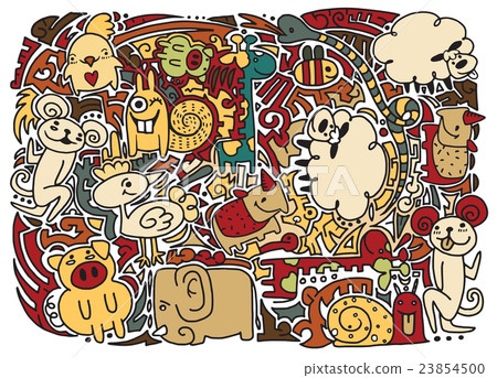 drawings of doodle animals,vector drawings of doodle animals,vector 23854500