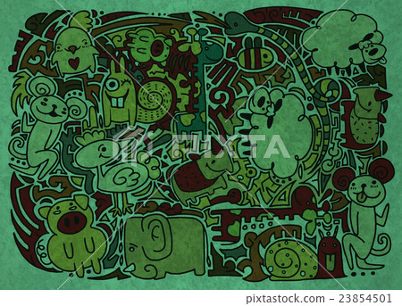 drawings of doodle animals,vector 23854501