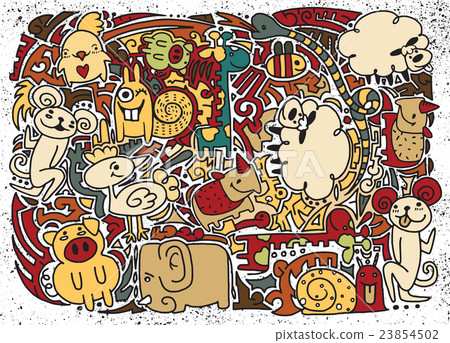 drawings of doodle animals,vector drawings of doodle animals,vector 23854502