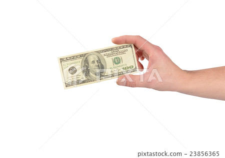 Dollars in a man's hand isolated on white 23856365