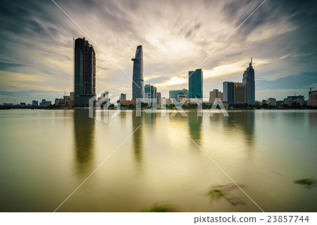 Downtown Saigon in sunset with long exposure 23857744
