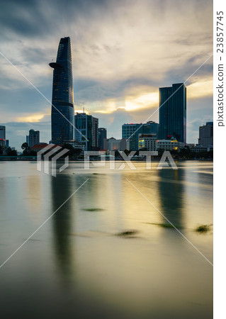 Downtown Saigon in sunset with long exposure 23857745