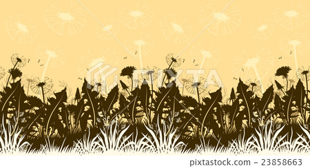 Flowers Dandelions Silhouettes Seamless Flowers Dandelions Silhouettes Seamless 23858663