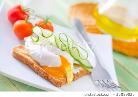 toast with poached eggs toast with poached eggs 23859823