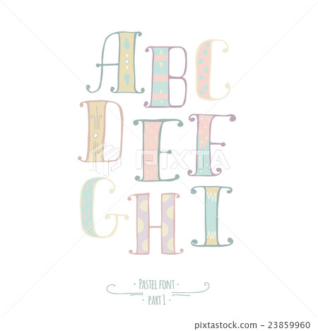 Pastel colored hand drawn vector font from A to I Pastel colored hand drawn vector font from A to I 23859960