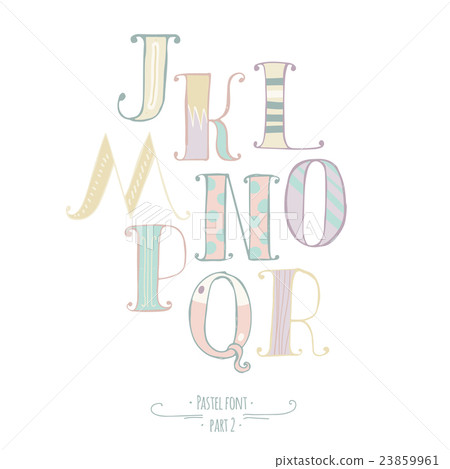 Pastel colored hand drawn vector font from J to R 23859961