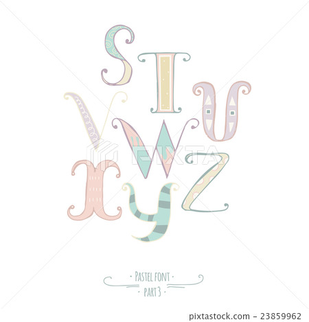 Pastel colored hand drawn vector font from S to Z 23859962