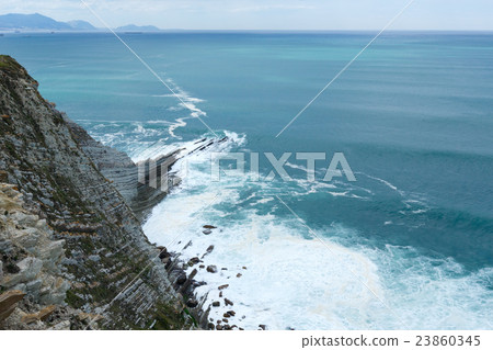 Summer ocean coastline view in Getxo town (Spain). Summer ocean coastline view in Getxo town (Spain). 23860345