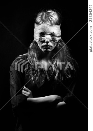 blind terrified woman 23864245