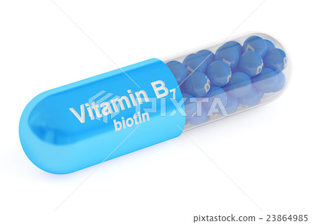 Vitamin capsule B7, 3D rendering 23864985