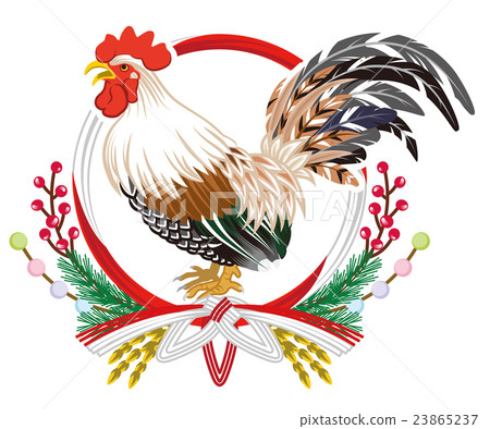 Cock and water drawing decoration New Year's card material 23865237