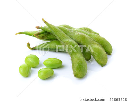 green soybeans on white background green soybeans on white background 23865828