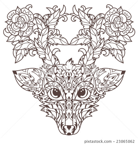 Hand drawn doodle outline deer head 23865862