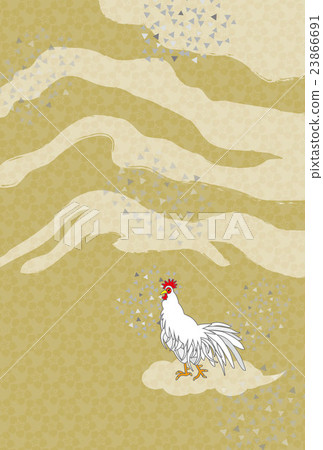 雞例證日本式垂直的賀卡材料 雞例證日本式垂直的賀卡材料 23866691