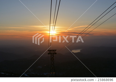 Asahi-dake ropeway and sunset 23868696