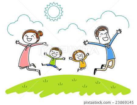 Family: Jumping with a smile - Stock Illustration [23869145] - PIXTA