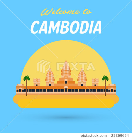 Flat design, Illustration of Angkor Wat in Cambodi 23869634