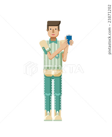 illustration isolated of European man with light illustration isolated of European man with light 23871202